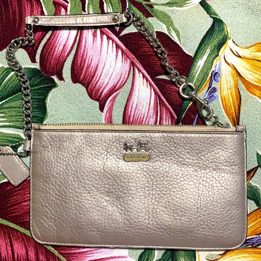 Coach silver wristlet wallet